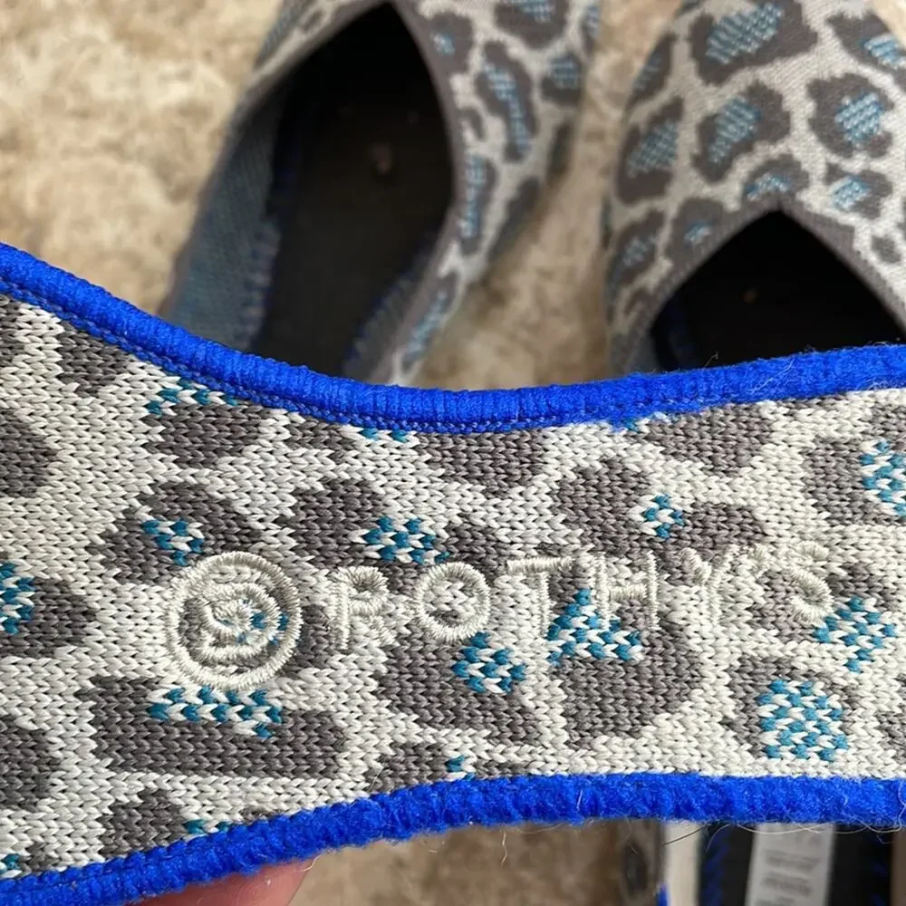Rothy’s The Flat in Leopard Spotted Grey Blue Ballet Flat